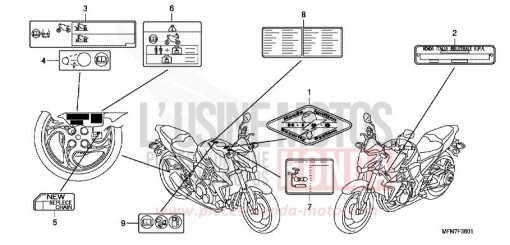 ETIQUETTE DE PRECAUTIONS (2) CB1000RAC de 2012